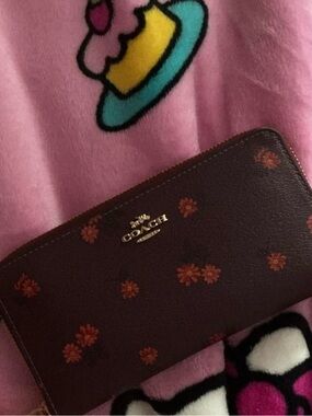 Burgundy Floral Coach Wallet